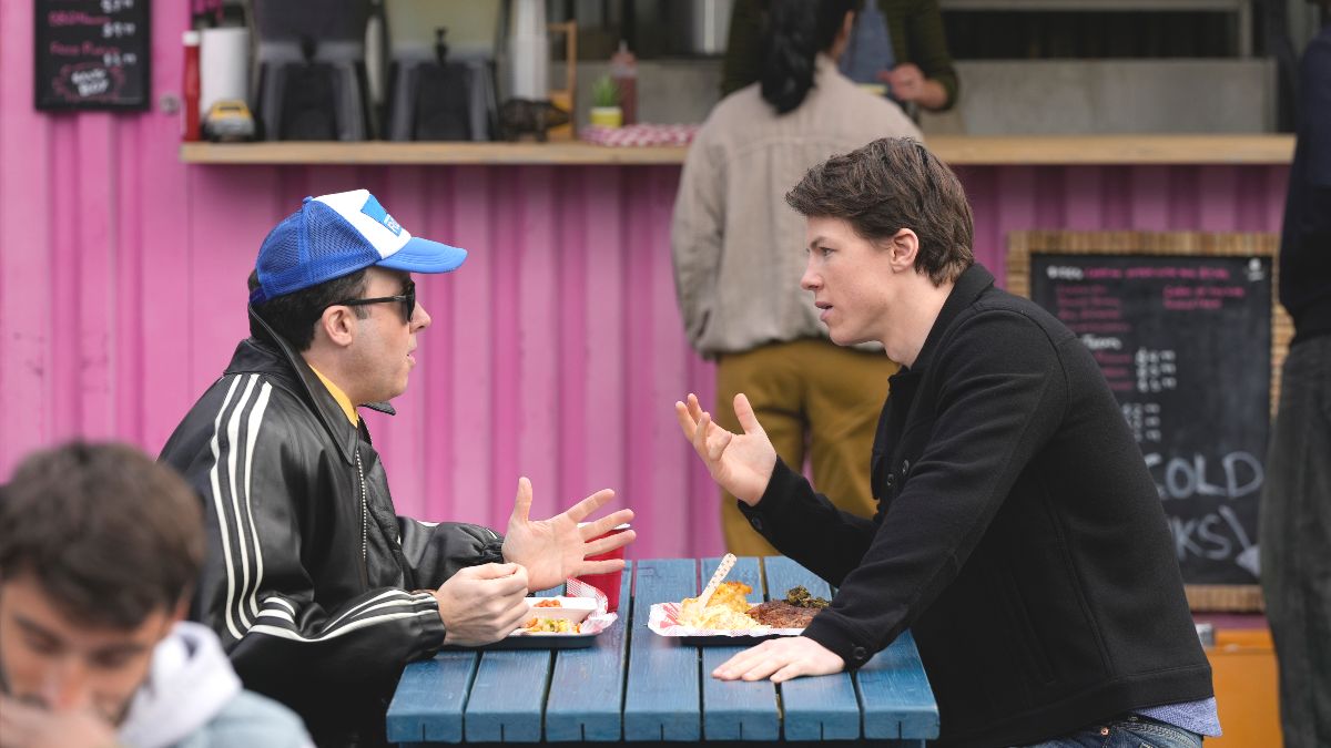 Actors PJ Byrne and Milo Callaghan as Deck and Rudy in The Rainmaker episode 6. (Photo Credit: Courtesy of USA.)
