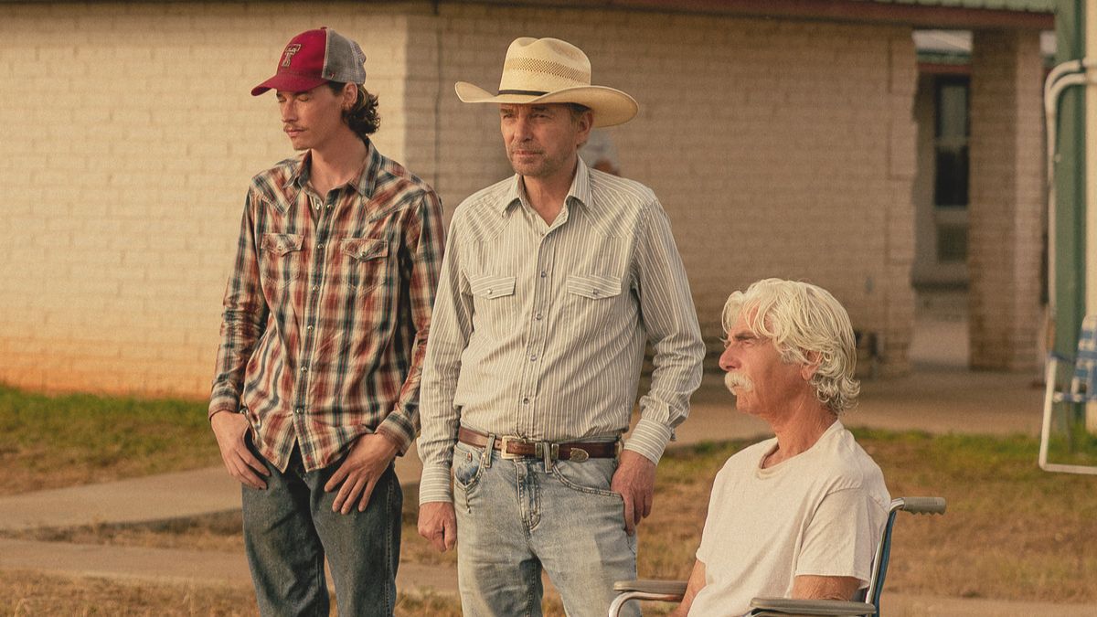 Actors Jacob Lofland, Billy Bob Thornton and Sam Elliott in Landman season 2, episode 2. (Photo Credit: Courtesy of Paramount+.)