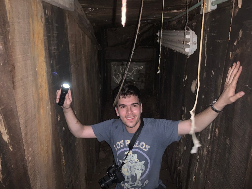 Married to El Chapo: Emma Coronel Speaks executive producer Cameron Penn poses for a photo in El Chapo's escape tunnel. (Photo Credit; Courtesy of Portrait PR.)