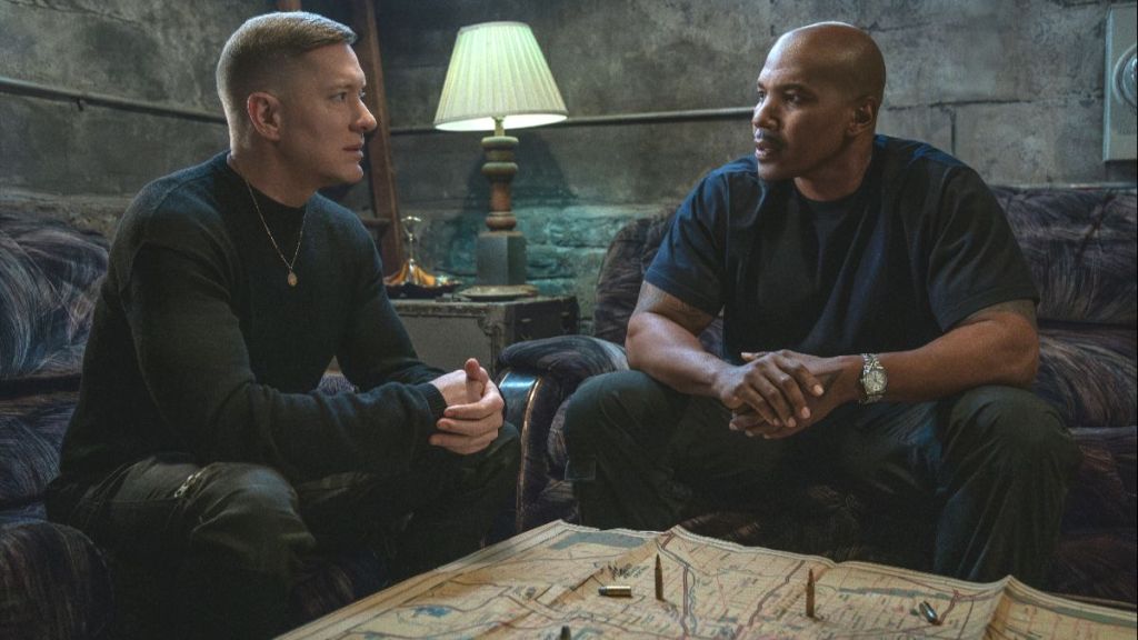 Actor Joseph Sikora as Tommy Egan and actor Isaac Keys as Diamond Sampson in Power Book IV: Force season 3 episode 3. (Photo Credit: Courtesy of Starz.)