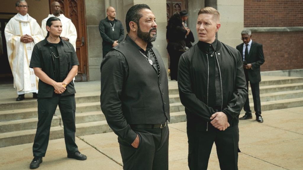 Actor Miguel Eduardo Ramirez as Miguel Garcia and actor Joseph Sikora as Tommy Egan in Power Book IV: Force season 3 episode 10. (Photo Credit: Courtesy of Starz.)