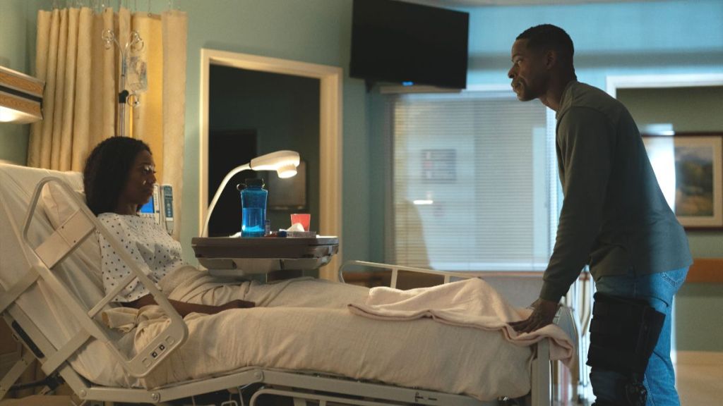 Sterling K. Brown as Xavier Collins and Enuka Okuma as Teri Rogers in Paradise season 2, episode 3. (Photo Credit: Courtesy of Hulu.)