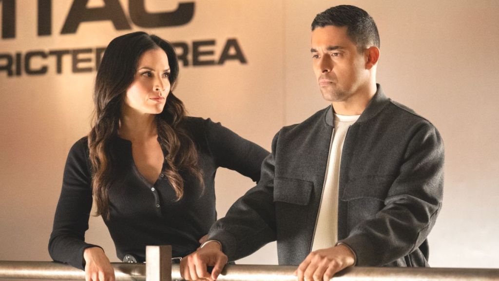 Katrina Law as Jessica Knight and Wilmer Valderrama as Nick Torres in NCIS season 23 episode 10. (Photo Credit: Courtesy of CBS.)