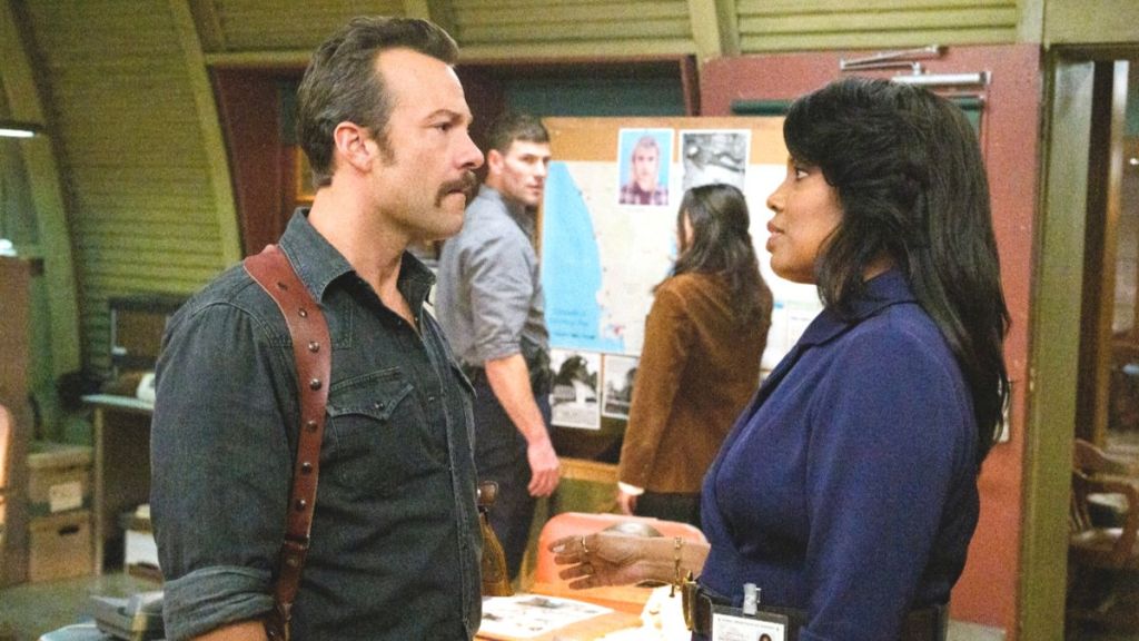 Kyle Schmid as Mike Franks and Tyla Abercrumbie as Mary Jo Hayes in NCIS: Origins season 2 episode 9. (Photo Credit: Courtesy of CBS.)