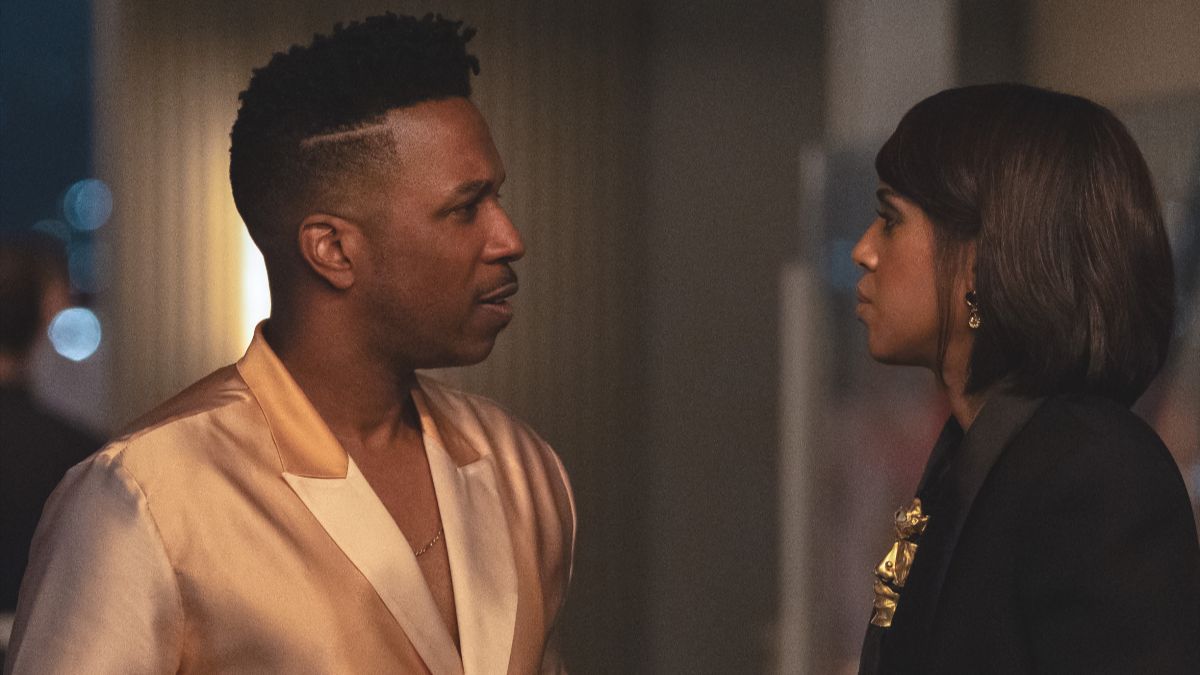 Leslie Odom Jr and Kerry Washington in a scene from episode 2