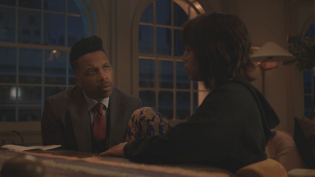 Leslie Odom Jr as Donovan Bouchet and Kerry Washington as Eleanor Bouchet in Imperfect Women episode 3. (Photo Credit: Courtesy of Apple TV.)