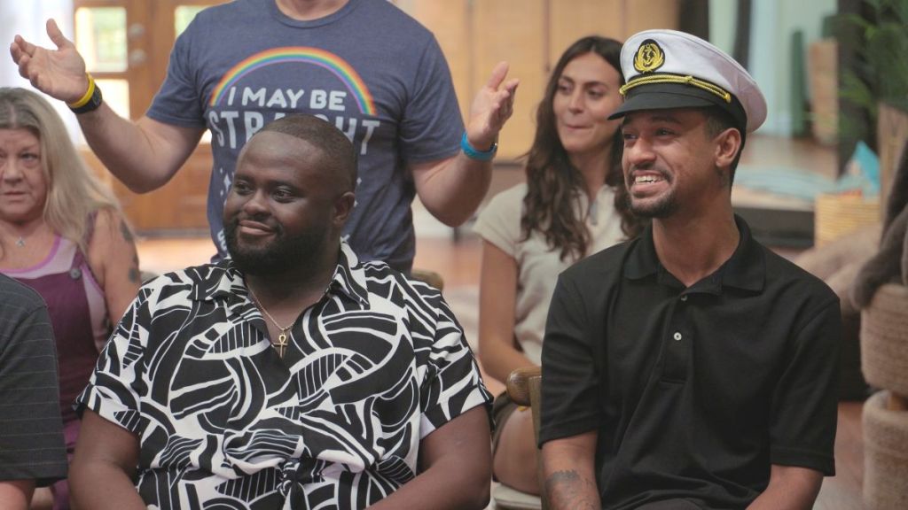 Marc-Sully Saint-Fleur as PJ and Anthony Norman in the Prime Video series Jury Duty Presents: Company Retreat. (Photo Credit: Courtesy of Prime Video.)