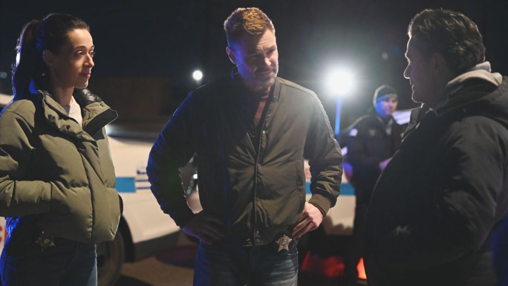Marina Squerciati as Kim Burgess and Patrick John Flueger as Adam Ruzek in Chicago PD season 13 episode 15. (Photo Credit: Courtesy of NBC.)