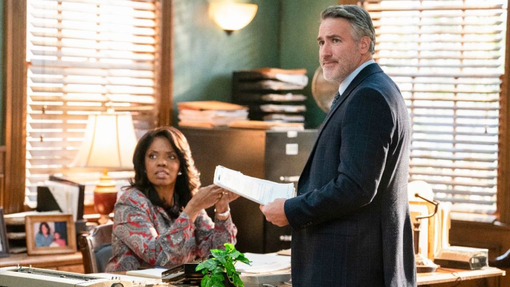 Tyla Abercrumbie as Mary Jo Hayes and Jeff Boehm as Dalton in NCIS: Origins season 2 episode 12. (Photo Credit: Courtesy of CBS.)