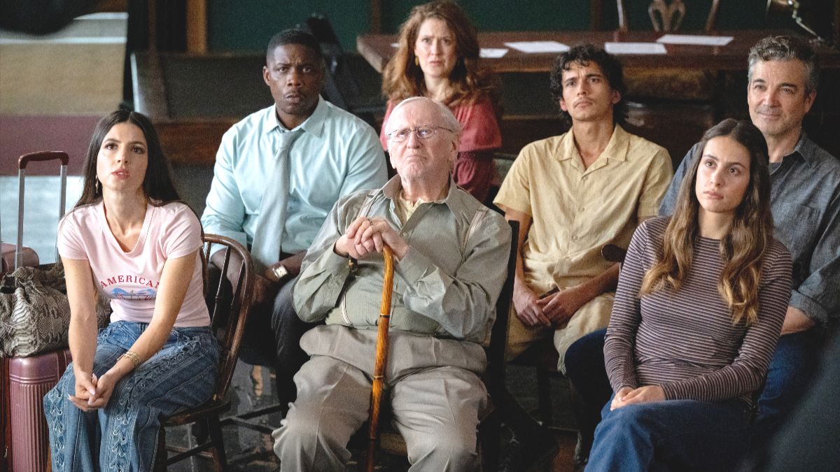 Len Cariou (center) and cast members in American Classic season 1, episode 7. (Photo Credit: Courtesy of MGM+.)
