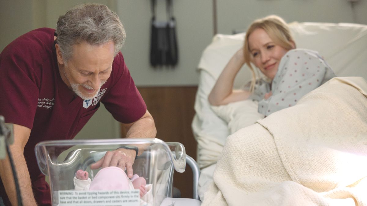 Steven Weber as Dean Archer and Jessy Schram as Hannah Asher in Chicago Med season 11 episode 21. (Photo Credit: Courtesy of NBC.)