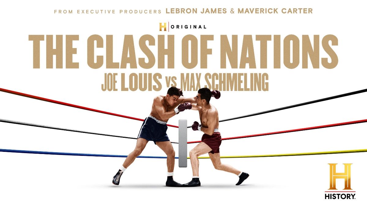 Key art for The Clash of Nations. Joe Louis vs. Max Schmeling. (Photo Credit: Courtesy of HISTORY.)